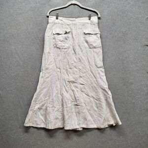 Willi Smith Women Skirt 6 White Linen Cargo Pockets Button